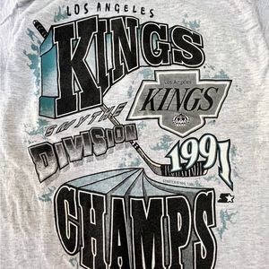 Vintage 1991  LA Los Angeles Kings NHL Smythe Division Champs Gray Size S